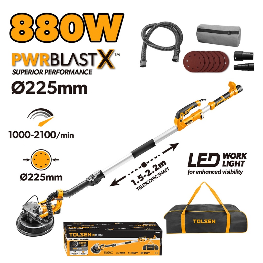 LIJADORA P/YESO Telescópica TOLSEN 225mm. 015-79585