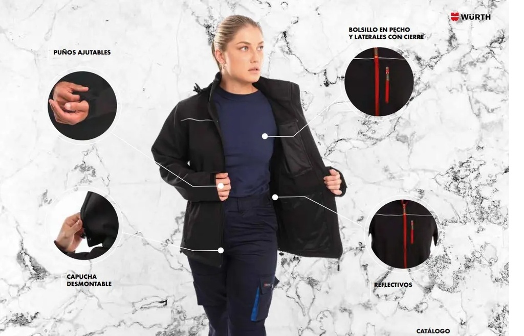 CAMPERA Wurth Neopreno Hybrid Talle XL (Negra-Rojo)
