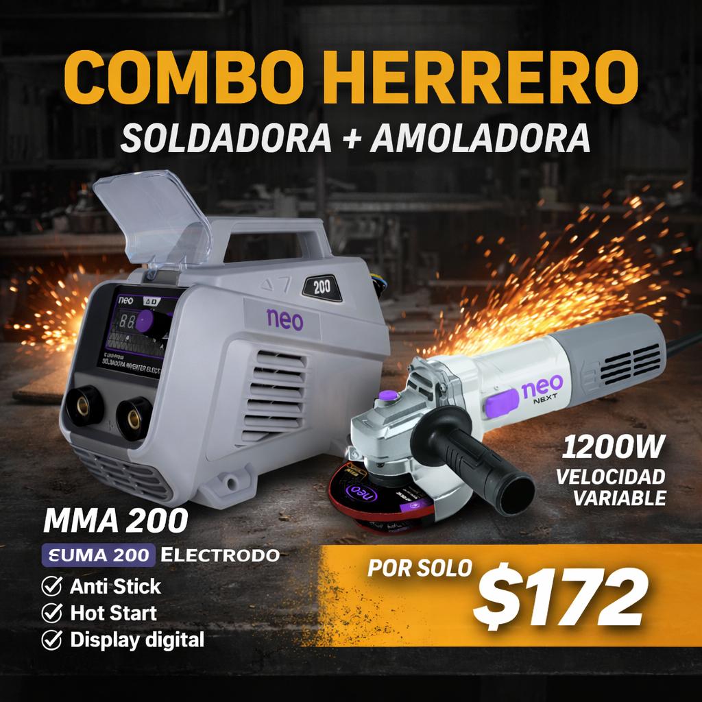 COMBO AMOLADORA 115 + SOLDADORA 200 NEO